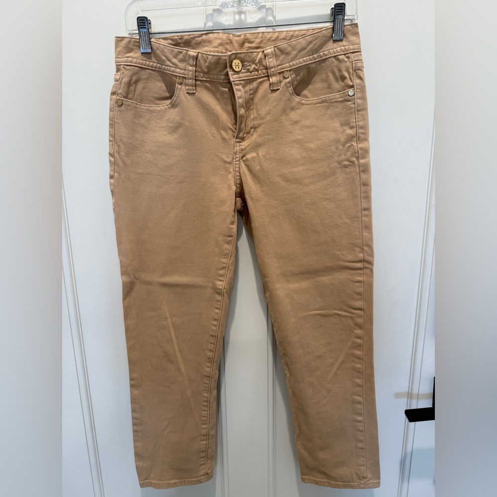 Tory Burch Light Brown Tan Cropped Jeans